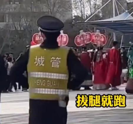 “青蛙賣崽”遇見城管撒腿就跑 場面一度熱鬧歡脫