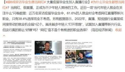 調查顯示六成畢業生愿當網紅 短視頻帶動的就業機會超1億個