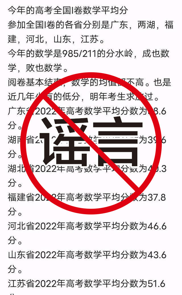 網(wǎng)傳“今年高考數(shù)學(xué)平均分創(chuàng)新低”？多省辟謠